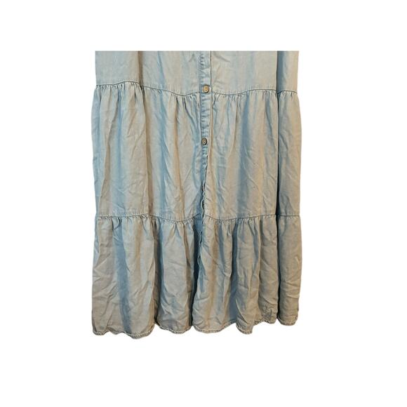 Hayden Dress Button Front Side Smocked Denim 1XL Tencel Layered Prarie Boho - Picture 4 of 12